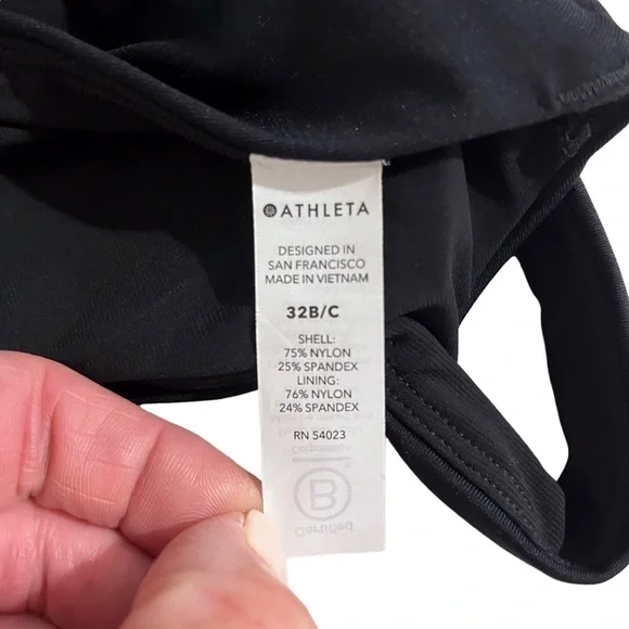 Athleta Square Neck Bra Cup Bikini Top Black Size 32 B/C Swim Wear - Picture 9 of 10
